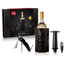 Vacu Vin Wine Set Original 4pc Wine Open, Serve, Chill Preserve Wine Holiday