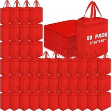 50 Pieces Reusable Tote Bags Bulk Non Woven Grocery Tote With Handles Reusable S