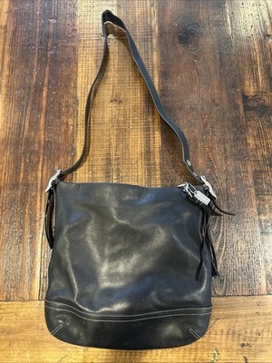 バッグ COACH Vintage Leather Black Shoulder Bag Vintage Coach Black Leather Legacy Medium Slim Adjust Shoulder Bag