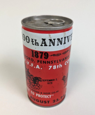100th Anniversary 1979 Waynesboro, PA Fire Department 12oz Empty Metal Beer Can
