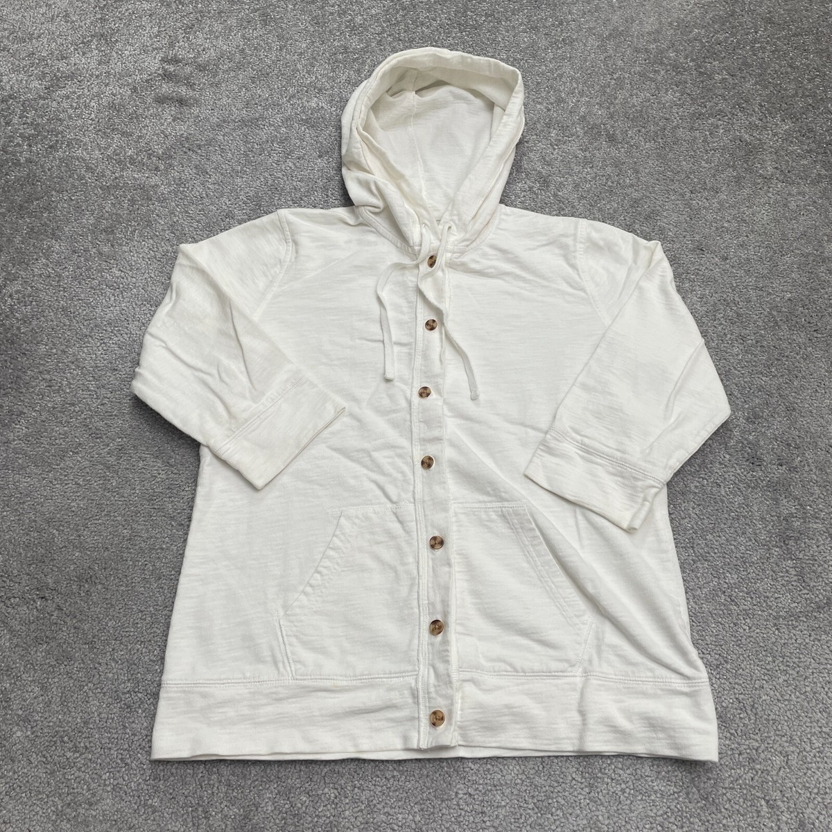 Style & Co. Sport Hoodie Sweatshirt Womens Small White Button Down