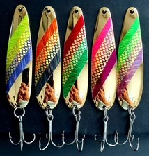 3 3/4"  GOLD  SMOOTH   Flutter Spoons Lake Erie Walleye Candy  LASER375