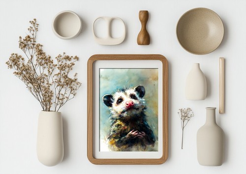 Gentle Possum Gaze 5"x7" Print on Matte Paper | Soft Watercolor Animal Painting - Picture 11 of 18