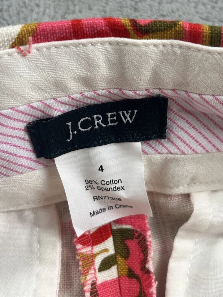 Pantalones Cortos J Crew Mujer Talla 4 Rosa Bermudas Tropicales Florales Piscina Playa Bohemio 12390 Foto 3 de 4