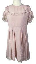 Love Courtney by Nasty Gal Canyon Club Dress Pink Chiffon Lace Coquette Fairy XS