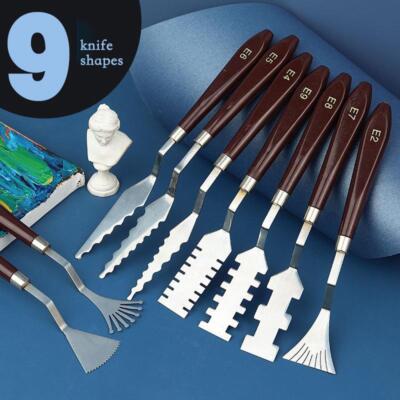 9x Stück Palettenmesser Blumenkunst Schaber Palette Messer Set Öl Acryl Malerei