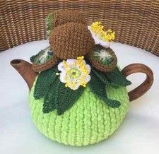 Crochet tea cozy gren tea cover kiwi tea cosy tea warmer crochet fruit 4-6 cups