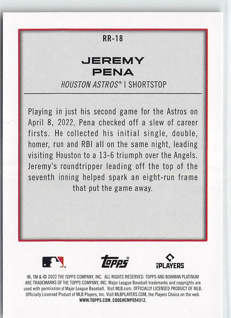 2022 Bowman Platinum | Jeremy Pena (Renowned Rookies Insert) #RR