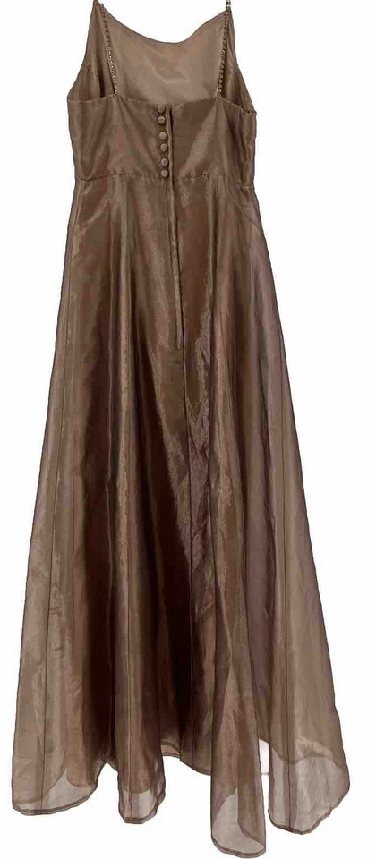 Vestido de Noche Bill Levkoff Talla 4 Marrón Dama de honor Baile de graduación Organza Iridiscente Foto 2 de 4