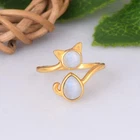 Natural Moonstone Cat Design Ring 18k Gold plated Minimalist Ring Gift For Her