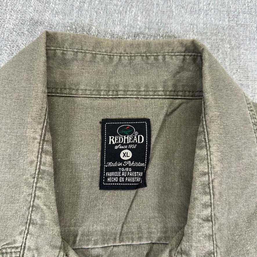 RedHead Button Shirt Mens XL Gray Short Sleeve Utility Canvas - Image 3 of 4