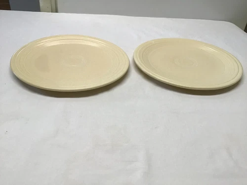 2-Vintage Fiestaware Ivory Dinner Plates - 9 1/2 Inches Round