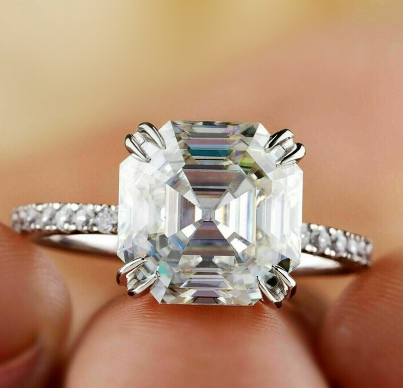Moissanite Silver Engagement Ring Elegant Birthday Gift For Her-image