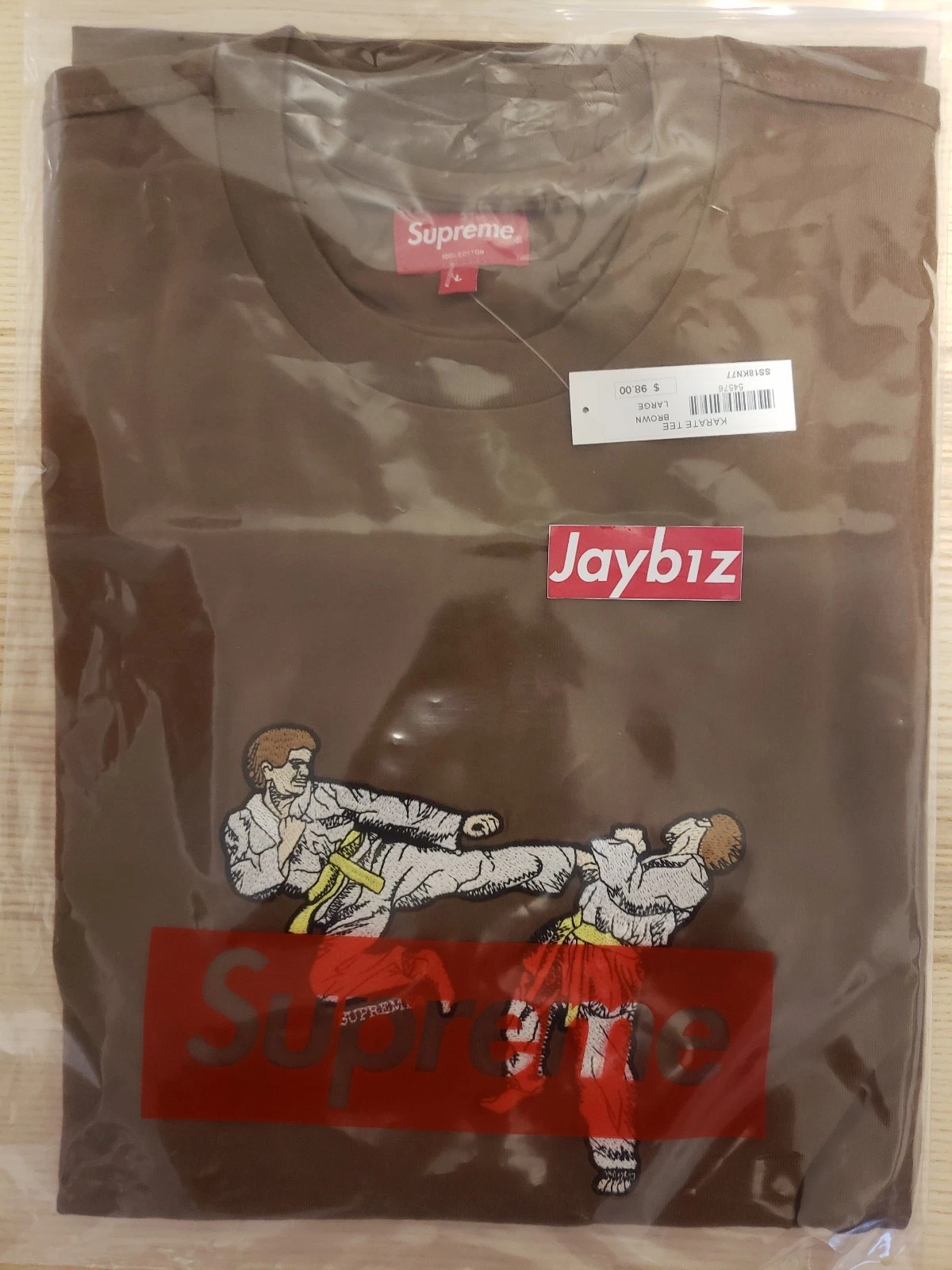Tee de karaté marron Supreme SS18 grand flambant neuf à la main