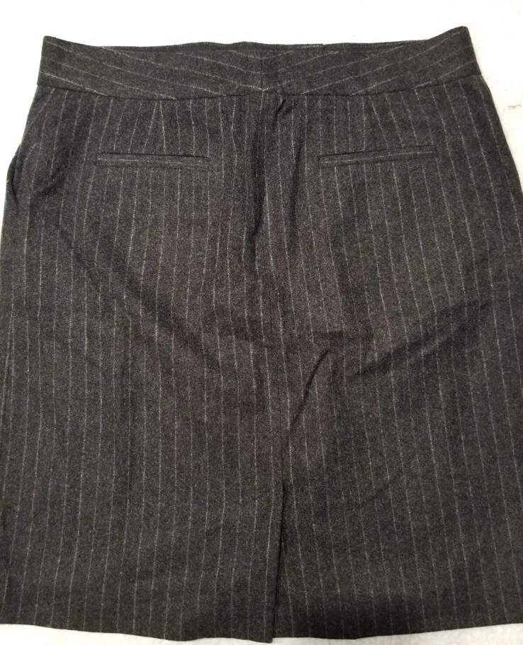 J. CREW Mujer 78% Lana Vellón Falda Lápiz Bolsillos Rayas Talla 6 $98 Nueva con Etiquetas Foto 3 de 4