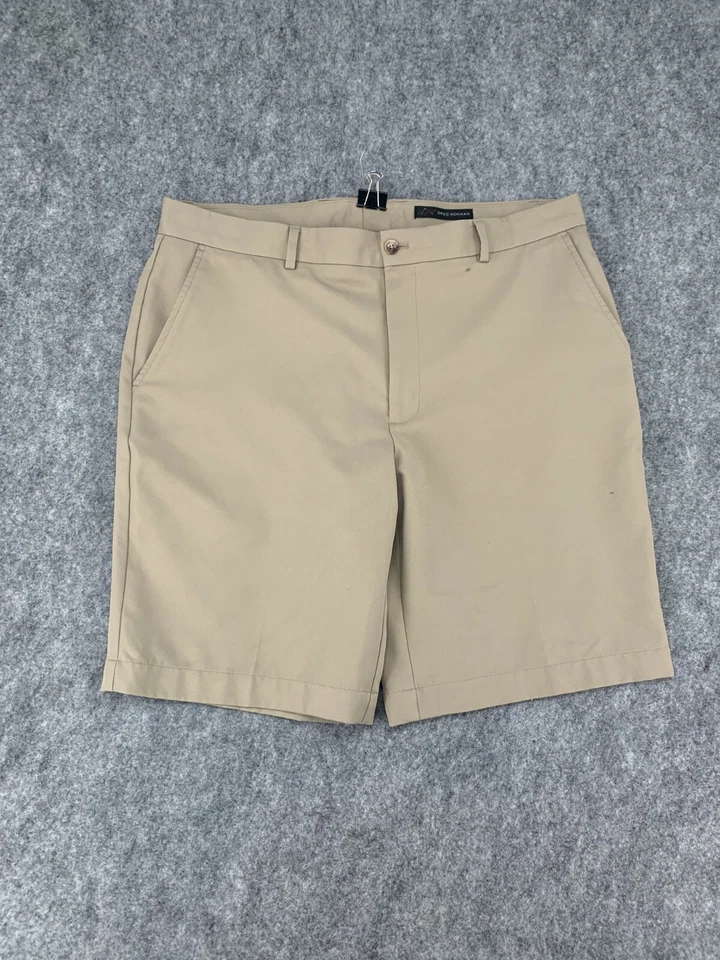 Pantalones Cortos Greg Norman Para Hombre Talla 36 Ligeros Caqui Frontales Planos Bolsillos Cortados Foto 3 de 4