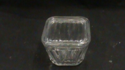 Vintage Glass Anchor Hockings Refrigerator Jars W Lids Clear Ribbed, E102