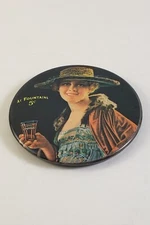Vintage Celluloid Coca-Cola 2" Round Pocket Mirror "At Fountains 5¢" Girl in Hat