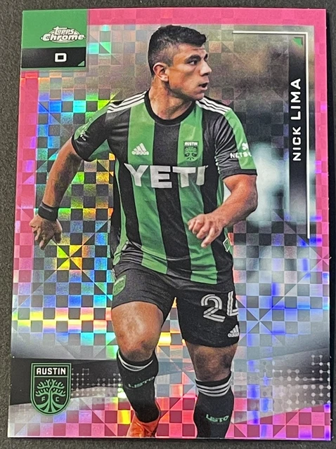 Nick Lima 2021 Topps Chrome MLS Pink X-Fractor Refractor #140 Austin FC