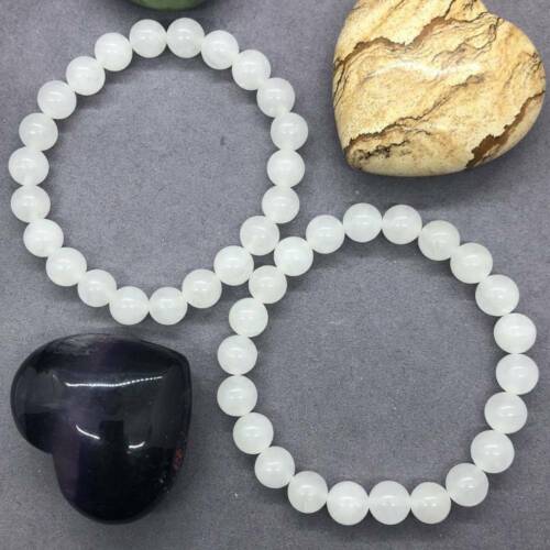 UK Reiki Healing Crystal Natural Selenite Bracelet Gemstone 8mm Beads Stone Pray - Picture 6 of 12