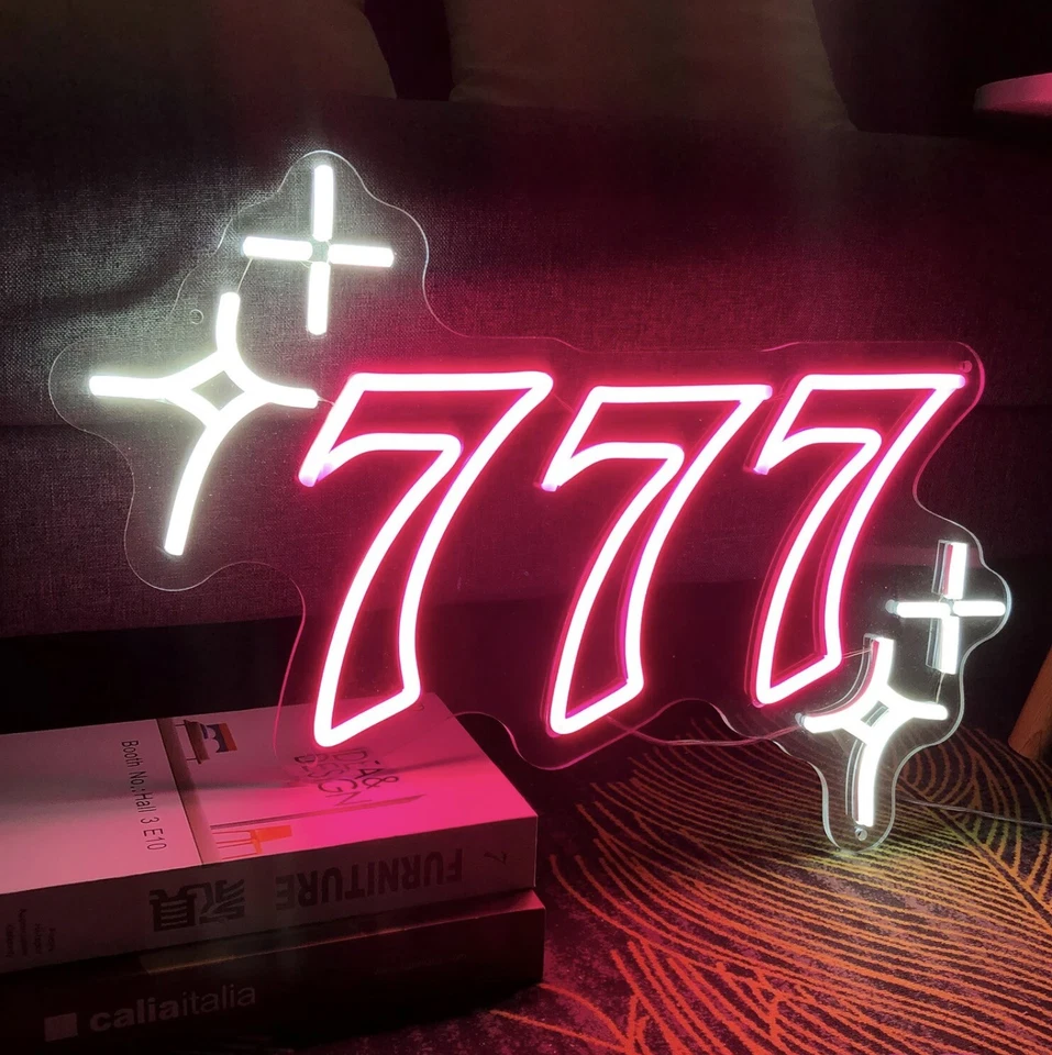 Lucky 7 Bar sign Custom Neon sign  Jackpot Casino Party Decor LOGO Pub LED Sign - image 3 of 4