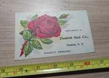 Vintage Dunkirk Seed Co New York Wright's Remedies Advertising Card