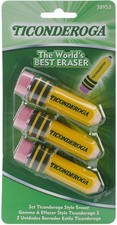 Ticonderoga Pencil-Shaped Erasers, Latex-Free, 3-Pack 38953 2Pack 