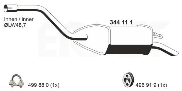 EndschalldäMpfer NachschalldäMpfer Ernst 344111 FüR Mondeo BWY Ford 3 Turnier-image