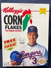 1993 Kellogg's Corn Flakes Nolan Ryan Box, Texas Rangers, Opened & Empty, A