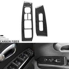 Real Carbon Fiber Front Door Window Lift Switch Panel Cover For Kia Soul 2014-19