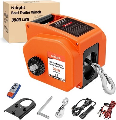 Nilight Boat Trailer Winch Kit Portable Electric Boat Winches with Steel Cable