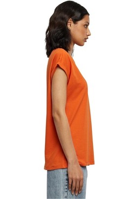 Urban Classics Damen T-Shirt mit überschnittenen Schultern Rust Orange