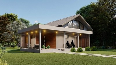 3-Bedroom House Floor Plans with 3D renders-1206SQF/112m2 Single bathroom