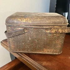 1900's Empty Union Leader Cut Plug Tobacco Tin- Hinged Lid and Handles