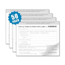 Annual Vehicle Inspection Label 50-Pack Interior Vehicle Inspection 2-Ply
