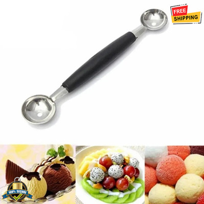 1 pc Stainless Steel Double Ended Fruit Ice Cream Melon Baller Spoon