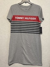 NWT Tommy Hilfiger Graphic Logo TShirt Dress - Sz Medium - Gray