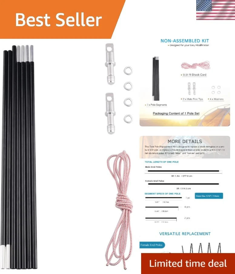 10 Tappi Di Riparazione Per Aste Tendate Tulead | Terminali In Lega Di Alluminio Per Pali Da 8.5 Mm - 3