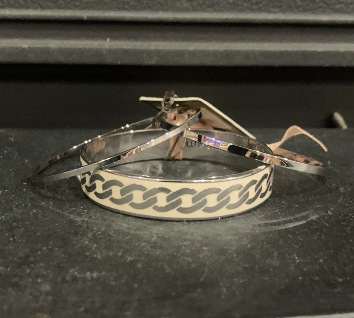 By JUICY COUTURE Luxury Designer DARK BROWN and White Bangle Juicy Couture Brown Leather Heart Bangle bracelet 8” | eBay main image 2