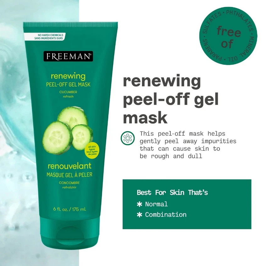 1 X Freeman Cucumber Peel-Off Gel Mask 175ml Renewing, Soothing, Clarifying - Image 4 of 4
