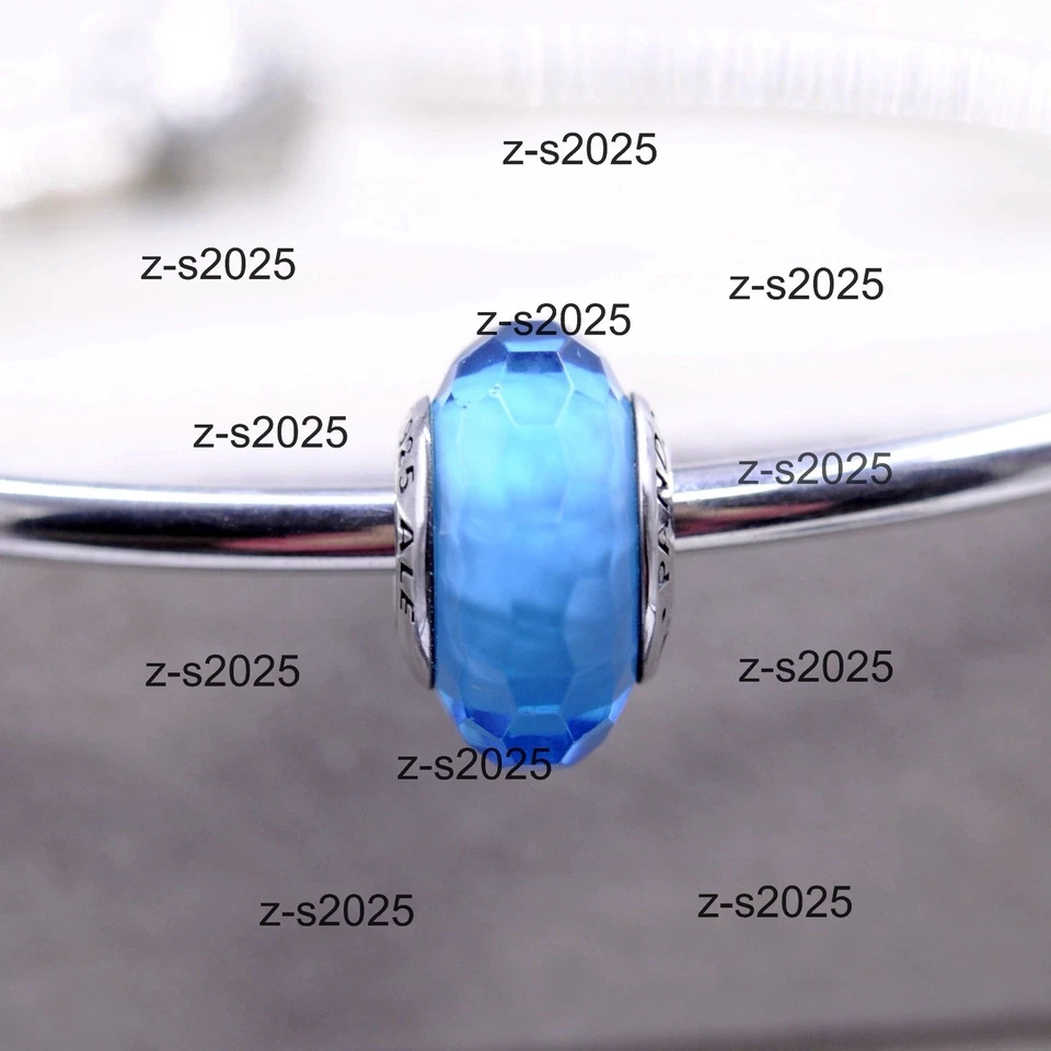 Pandora Türkis Facettierter Murano Charm Bead Sterlingsilber