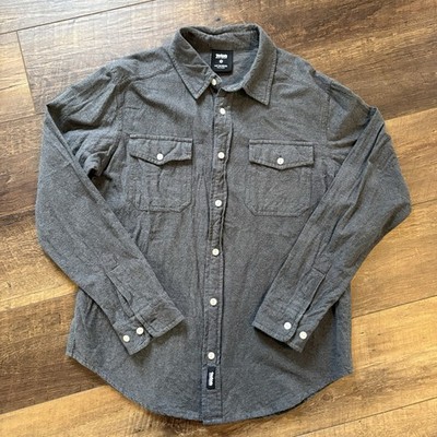 Teton Gravity Research Mens Charcoal Gray Heavy Flannel Button Up Shirt Size M