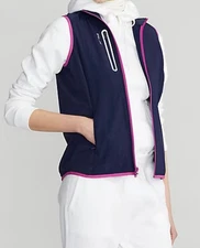 RLX Ralph Lauren Women's Sleeveless Terry Full-Zip Vest Navy/Pink SZ. S NWT$168