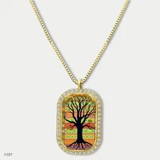 New Tree Of Life Pendant Necklace Chain Printed Dog Tag Chain Gift Design Glamor