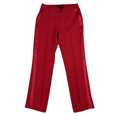 Laundry by Shelli Segal Red Straight Leg Tuxedo Career Trousers Dress Pant Sz 29