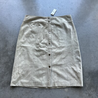 NWT $250 Talbots Women's Suede Leather Skirt Sz 8 Beige Tan Lined Skirt New