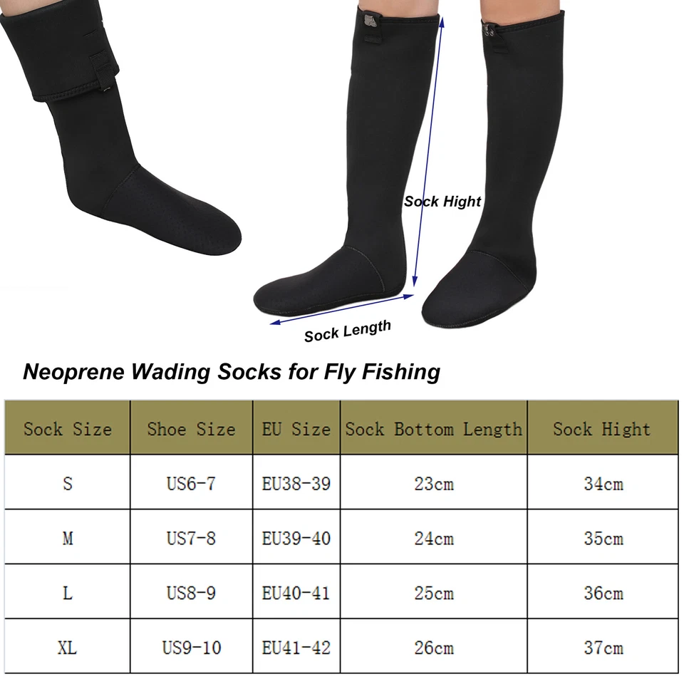 Raprance Unisex 4mm Neoprene Guard Wading Socks for Fishing - Black (All Sizes) - Image 2 of 4