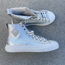 PF Flyers All American HI TOP Suede Sneakers Silver | Men's Size 5.5 / Women's 7
