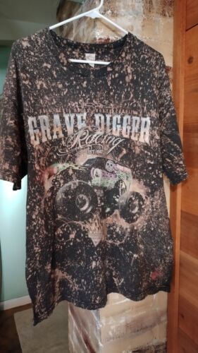 Grave Digger t shirt Grave Digger 2013 Heavily Distressed Bleach Paint Stains  - Picture 1 of 13