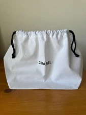 CHANEL Beauty Drawstring 100% Cotton  Dust Bag/ Black/White 12.5"(L)/7"(H)/5"(D)